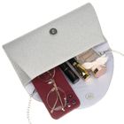 Torebka kopertówka, srebrna, brokatowa, Rovicky