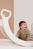 tupti.wood, 2w1: duży bujak montessori + duża zjeżdżalnia, chmurki