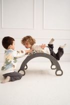 tupti.wood, 3w1: mały bujak montessori + mała zjeżdżalnia, chmurki, szary