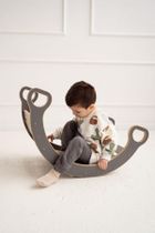 tupti.wood, 3w1: mały bujak montessori + mała zjeżdżalnia, drabinka + blat, szary