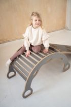 tupti.wood, duży bujak montessori z uchwytami + duża zjeżdżalnia, drabinka, szara