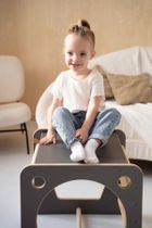 tupti.wood, kostka wielozadaniowa + mała zjeżdżalnia, drabinka, szara