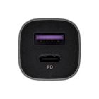 Ugreen, ładowarka samochodowa, USB Typ C / USB 24W, Power Delivery Quick Charge, szary, 30780