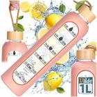 Vilde, butelka na wodę, szklana z silikonowym pokrowcem, łososiowa, 1l