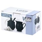 Vilde, cukierniczka i mlecznik, porcelanowe, czarne, 3 elementy