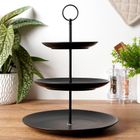 Vilde, patera porcelanowa, czarna, 3-piętrowa, 34 cm