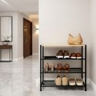 Vilde, regał na buty, 4-poziomowy, metalowy, czarny, 60-30-57 cm