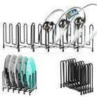 Vilde, stojak na pokrywki i talerze, rozkładany, metalowy, czarny, 8-74 cm