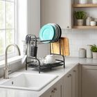 Vilde, suszarka na naczynia, metalowa, czarna, 2-poziomowa, 52-24,5-40 cm