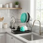 Vilde, suszarka na naczynia, metalowa, czarna, 2-poziomowa, 53-24-38,5 cm