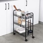 Vilde, wózek do przechowywania, metalowy czarny, 3-poziomowy