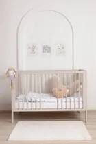 Yoonco, Timio, łóżeczko drewniane z barierką, beżowe, 120-60 cm