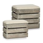 Zeller, drewniana pufa z siedziskiem + schowek na butelki, 30 l, 2w1
