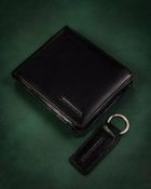 Zestaw prezentowy: Portfel, Brelok, czarny, skórzany, Peterson