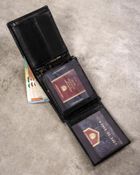 Zestaw prezentowy: Portfel, Brelok, czarny, skórzany, Peterson