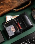 Zestaw prezentowy: Portfel, Brelok, czarny, skórzany, Peterson