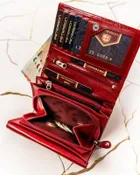 Zestaw prezentowy: Portfel, Brelok, czerwony, skórzany, Peterson