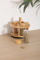 5five Simply Smart, Cozy, obrotowy pojemnik na przyprawy, 4 szklane słoiczki