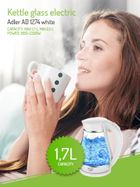 Adler, czajnik elektryczny, biały, 2200W, 1.7l, AD 1274