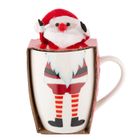 Altom Design, zimowy kubek baryłka nbc, 340 ml, z maskotką, Mikołaj, w opasce