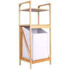 Bathroom Solutions, regał łazienkowy z koszem na pranie, bambusowy