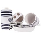 Bathroom Solutions, zestaw łazienkowy ceramiczny, biały marynistyczny, 4 elementy