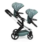 Bayer Design, Xeo Twin, bliźniaczy wózek dla lalek z torbą, zielony w gwiazdki