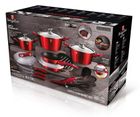 Berlinger Haus, Burgundy, zestaw: garnki z pokrywą + patelnie + akcesoria, 22 elementy