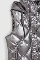 Bezrękawnik damski z kapturem, srebrny, Moodo