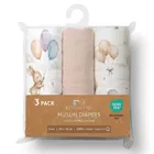 Bocioland, pieluszki muślinowe, marszczone, beżowe, 70-70 cm, 3 szt.