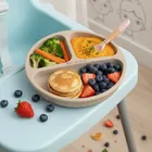 Bocioland, silikonowy talerzyk z przyssawkami i przegródkami, beżowy