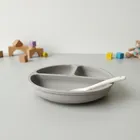 Bocioland, silikonowy talerzyk z przyssawkami i przegródkami, jasny szary