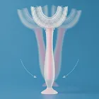 Bocioland, szczoteczka silikonowa w kształcie litery U do zębów, różowa