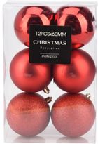 Christmas Decoration, bombka dekoracyjna, plastikowa, czerwony, 60 mm, 12 szt.
