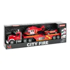City Fire, straż pożarna, zestaw pojazdów ratunkowych na lawecie, 1:14