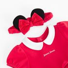 Cool Club, Komplet dziewczęcy, Body sukienka z krótkim rękawem, Opaska, czerwony, Myszka Minnie