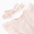 Cool Club, Rampers dziewczęcy z opaską, muślinowy, różowy