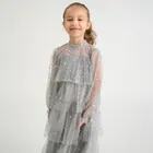 Cool Club, Sukienka dziewczęca z długim rękawem, szara