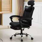 Ergonomiczny, obrotowy fotel z podnóżkiem i zagłówkiem, wentylacja, czarny