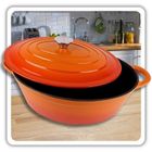 Hage, emaliowana brytfanna żeliwna, gęsiarka, pomarańczowa, 6l