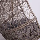 HaloFuture, fotel wiszący, kokon, huśtawka, brązowy, szara poduszka