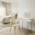 Hedo, Verdrid, toaletka kosmetyczna z lustrem LED, z krzesłem, biała, 100 cm