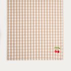 Homla, Abril, bieżnik, beżowy w kratkę z ozdobnym haftem, 40-160 cm