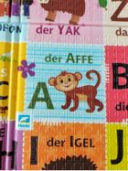 Humbi, dwustronna mata edukacyjna z pianki XPE, alfabet niemiecki i wieś, 180-200 cm