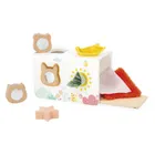 Janod, Pure, sorter drewniany, pudełko sensoryczne z chusteczkami