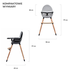 Kinderkraft, Fini, krzesełko do karmienia, 2w1, czarne