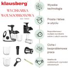 Klausberg, sokowirówka, wyciskarka wolnoobrotowa, biała, KB-7864