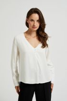 Koszula damska z długim rękawem, biała, Moodo