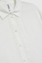 Koszula damska z długim rękawem, biała, Moodo