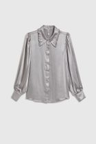 Koszula damska z długim rękawem, grafitowa, Moodo